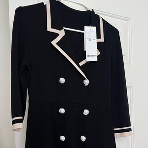 Black Double-Breasted Dress with Gold Buttons